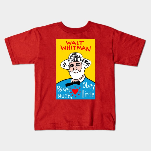 Walt Whitman Kids T-Shirt by krusefolkart